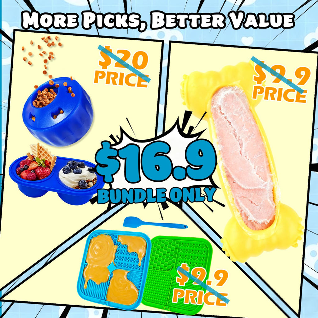 Cimolea 6-Piece Dog Enrichment Toy Set: Lick Mats, Frozen Treat Puzzle, Slow Feeder Bowl, and More