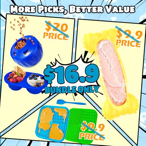 Cimolea 6-Piece Dog Enrichment Toy Set: Lick Mats, Frozen Treat Puzzle, Slow Feeder Bowl, and More