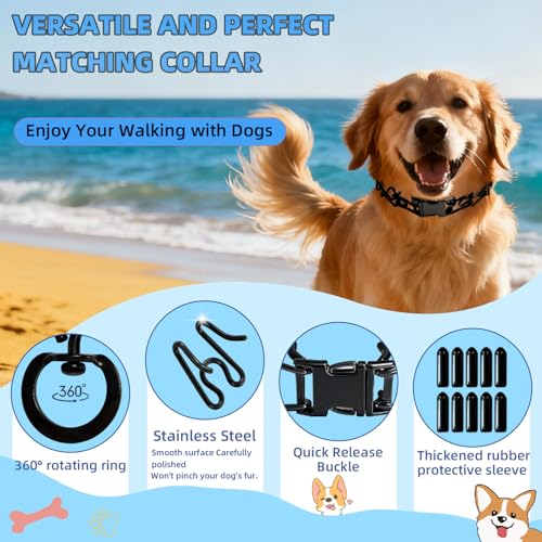CMIYUYNG Prong Training Collar for Dogs – Adjustable Pinch Collar with Quick Release Buckle, Extra Link & Caps