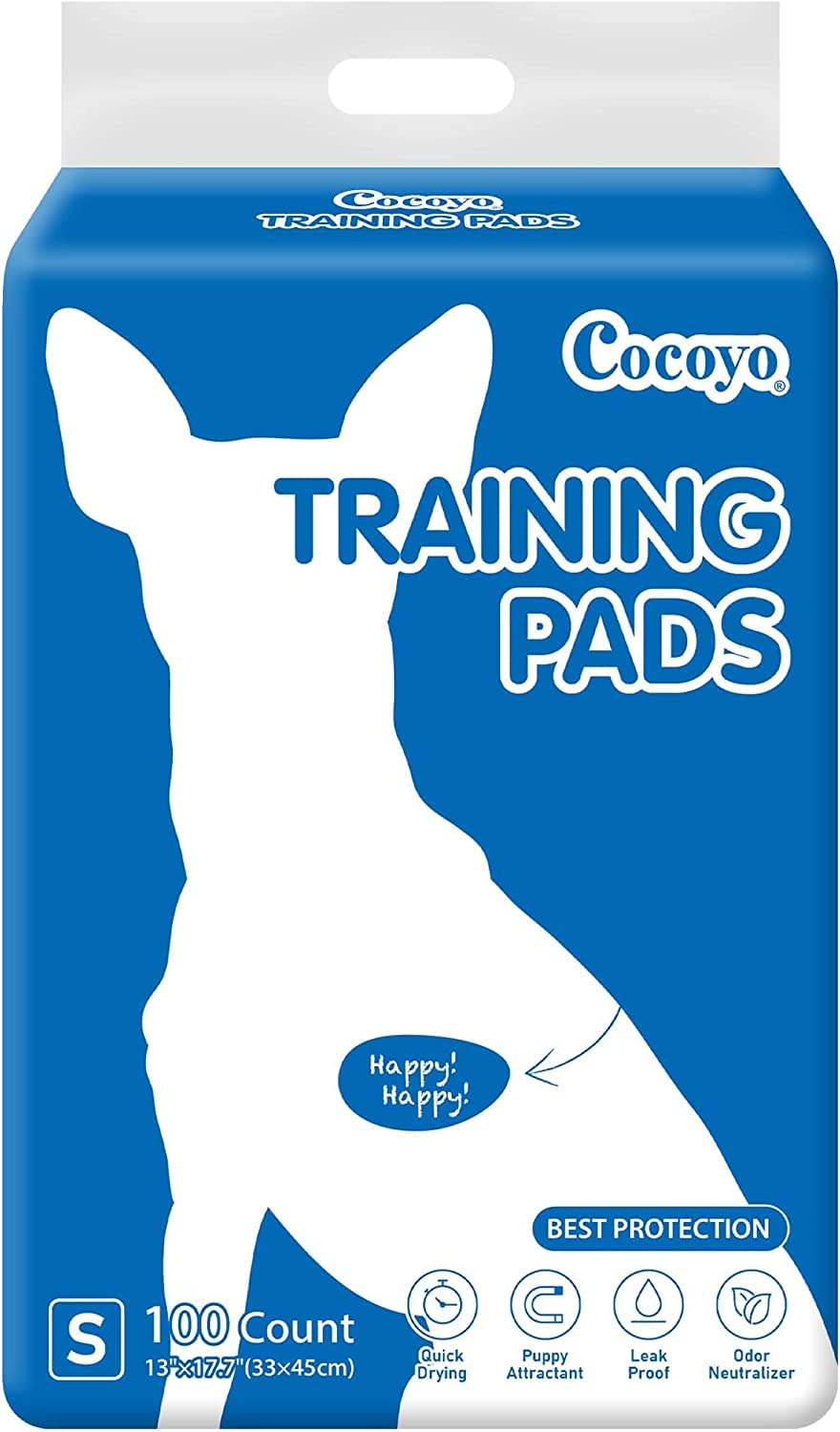 COCOYO Dog Training Pads 100 Count - 13x17.7 Inch Super Absorbent Puppy Pee Pads with Leak-Proof Polyethylene Backing