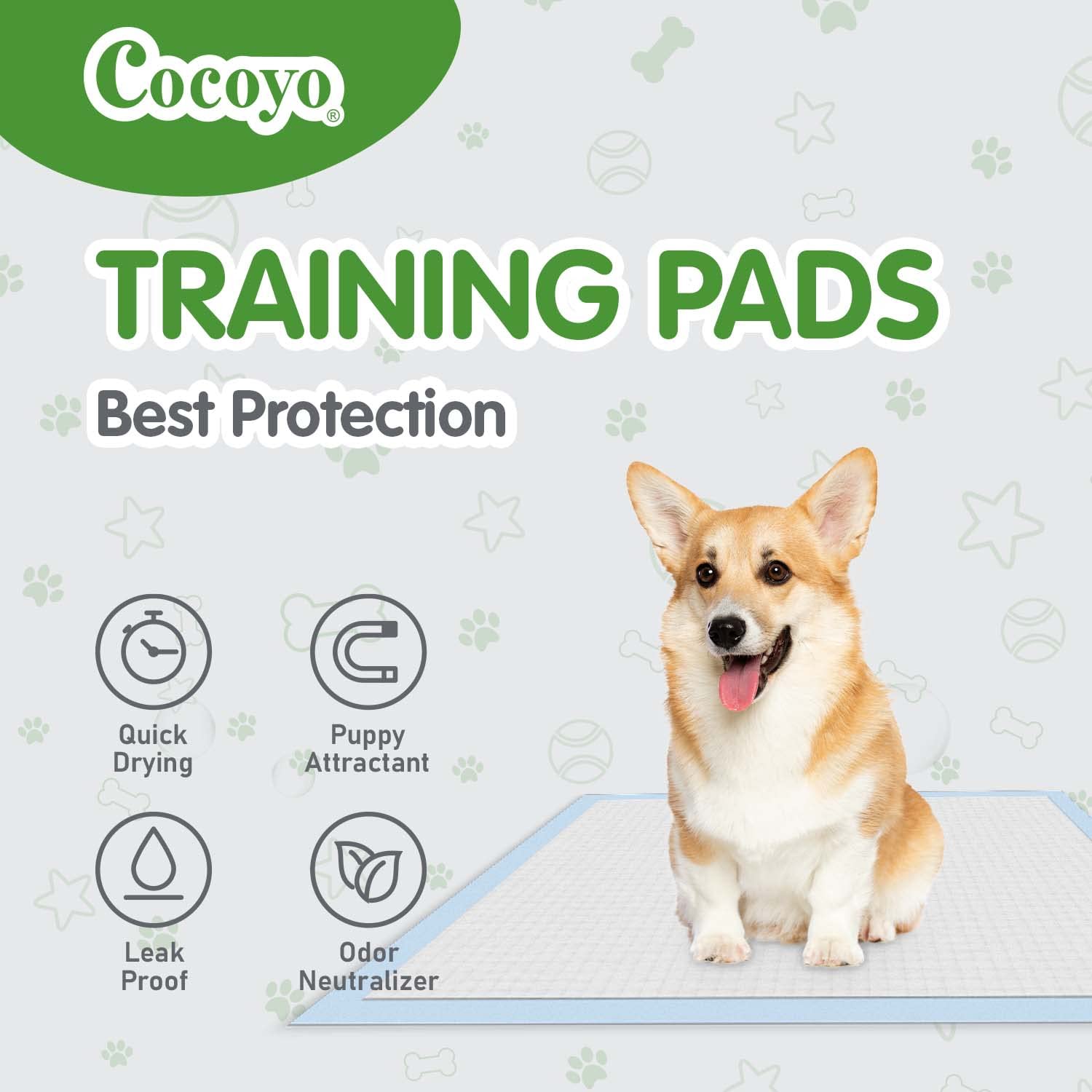 COCOYO Dog Training Pads 100 Count - 13x17.7 Inch Super Absorbent Puppy Pee Pads with Leak-Proof Polyethylene Backing