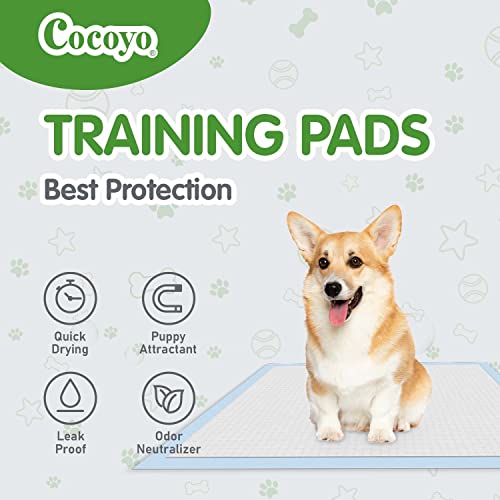 COCOYO Dog Training Pads 100 Count - 13x17.7 Inch Super Absorbent Puppy Pee Pads with Leak-Proof Polyethylene Backing