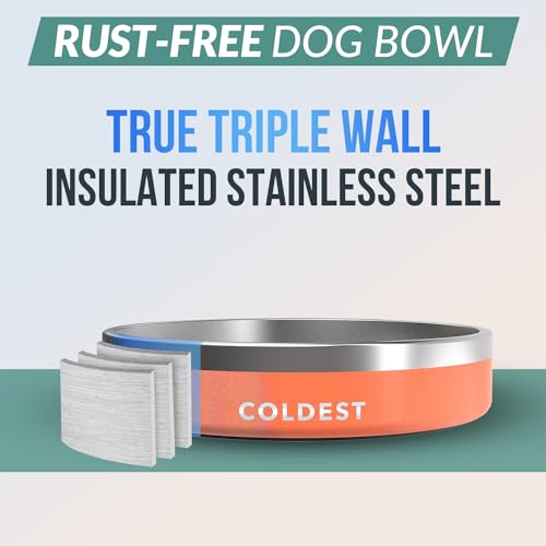 Coldest Dog Bowl 21 oz Mars Red Glitter - Triple Wall Insulated Stainless Steel, Non-Slip, Rust-Resistant
