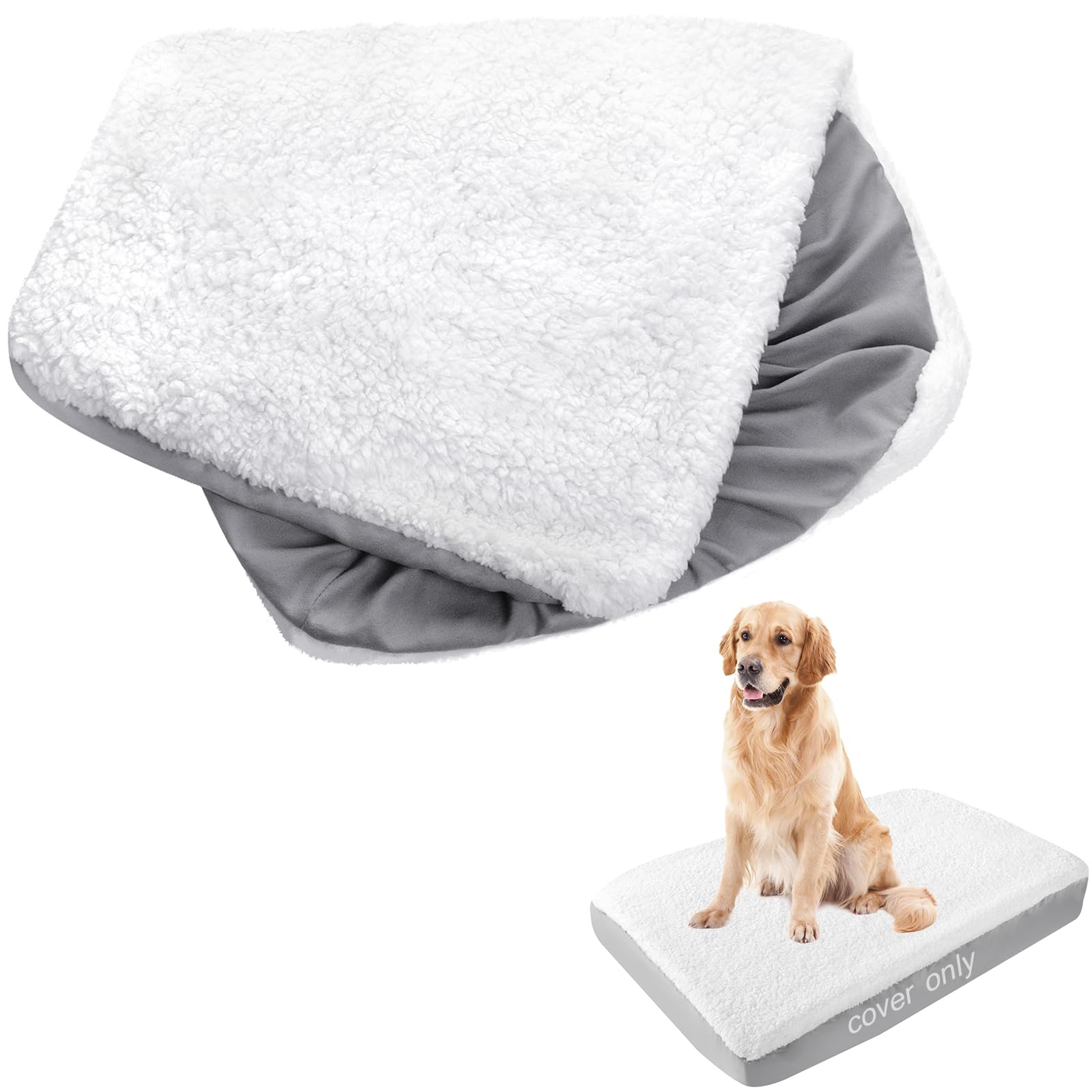 Coldwind Plush Waterproof Dog Bed Cover - Washable Replacement Cover (Fits 29x41 inch Beds)