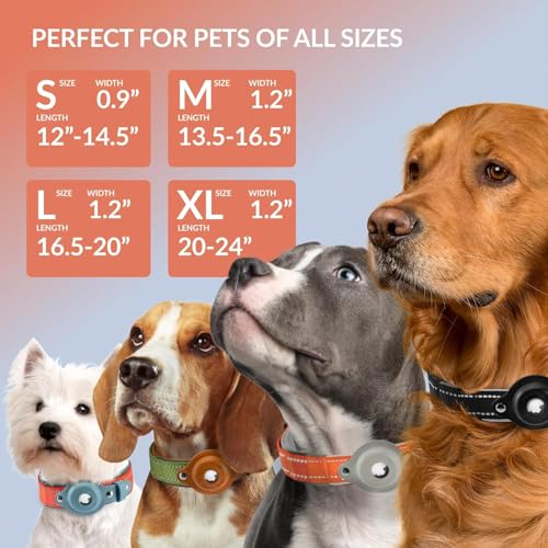 CollarDirect Pink XL Airtag Dog Collar with Reflective Nylon, Neoprene, Leather Holder for Apple AirTag, 20-24 Inch