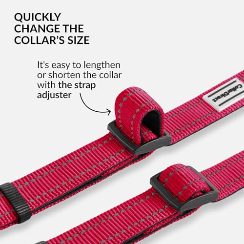 CollarDirect Reflective Dog Collar 18-26 Inch Pink with Quick Release Buckle for Active Dogs