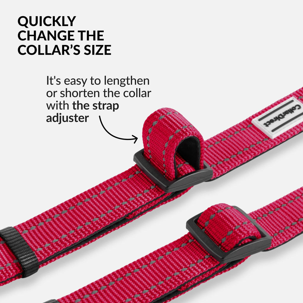 CollarDirect Reflective Dog Collar 18-26 Inch Pink with Quick Release Buckle for Active Dogs