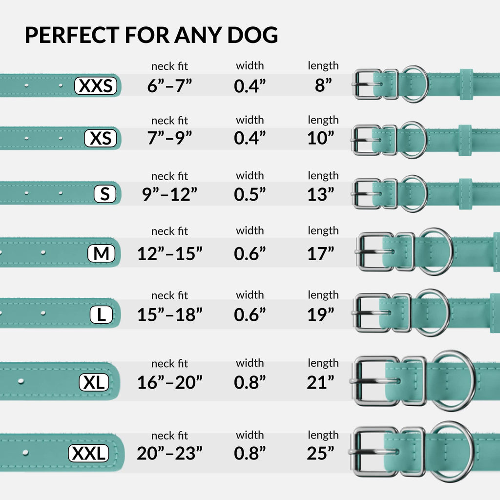 CollarDirect Reflective Rolled Leather Dog Collar - Soft Padded Round Puppy Collar, Handmade Genuine Leather, 15-19 Inch Neck, Mint Green