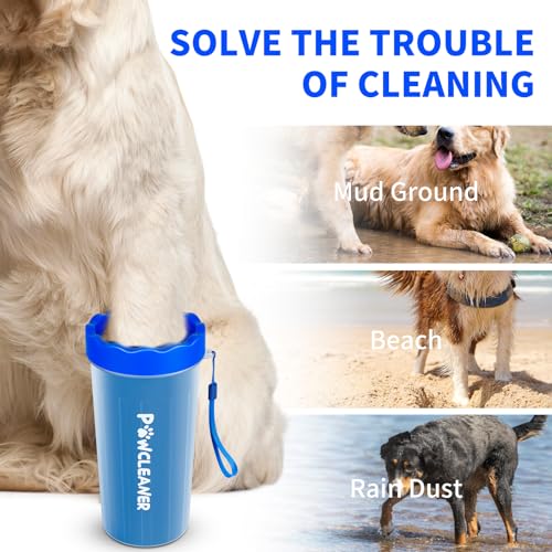 Comotech 7-in-1 Dog Paw Cleaner for Large Dogs - Includes Paw Washer, Bath Brush, Toothbrushes, Towels (Navy Blue)