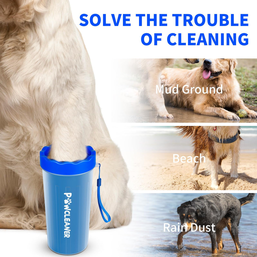 Comotech 7-in-1 Dog Paw Cleaner for Large Dogs - Includes Paw Washer, Bath Brush, Toothbrushes, Towels (Navy Blue)