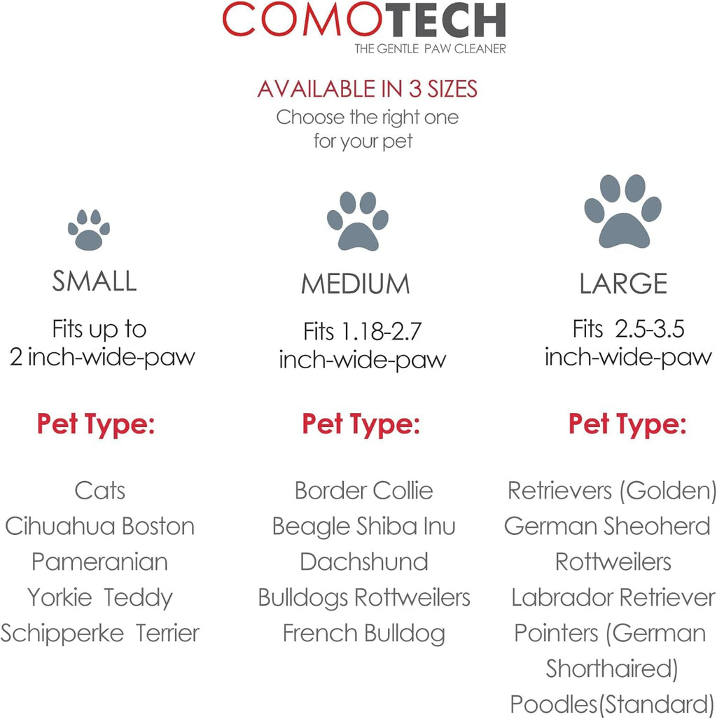Comotech Large Dog Paw Washer Kit: 7-Piece Set with Silicone Brush, Bath Brush, Toothbrushes & Towels (Fits 2.5-3.5 Inch Paws, Black)