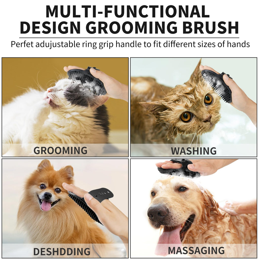 Comotech Large Dog Paw Washer Kit: 7-Piece Set with Silicone Brush, Bath Brush, Toothbrushes & Towels (Fits 2.5-3.5 Inch Paws, Black)
