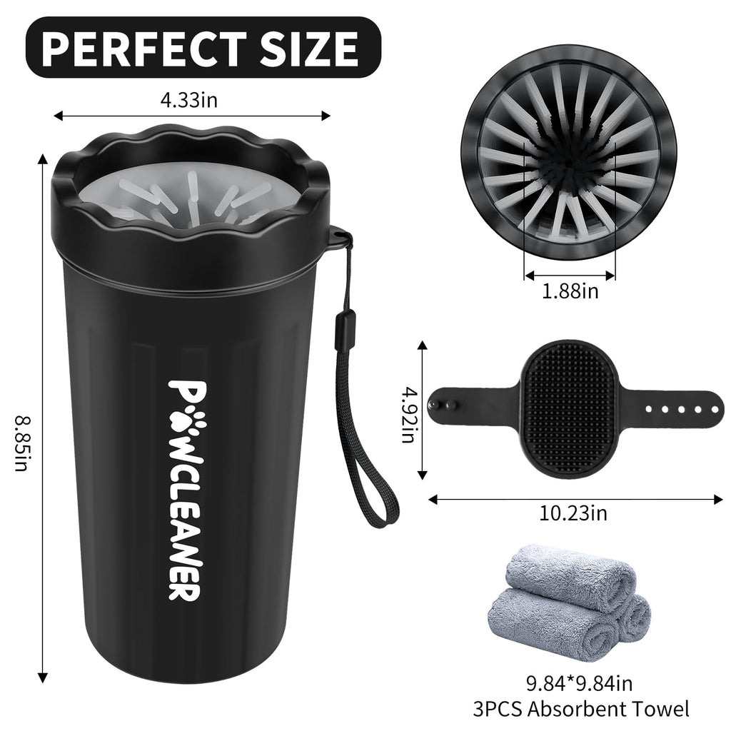 Comotech Large Dog Paw Washer Kit: 7-Piece Set with Silicone Brush, Bath Brush, Toothbrushes & Towels (Fits 2.5-3.5 Inch Paws, Black)