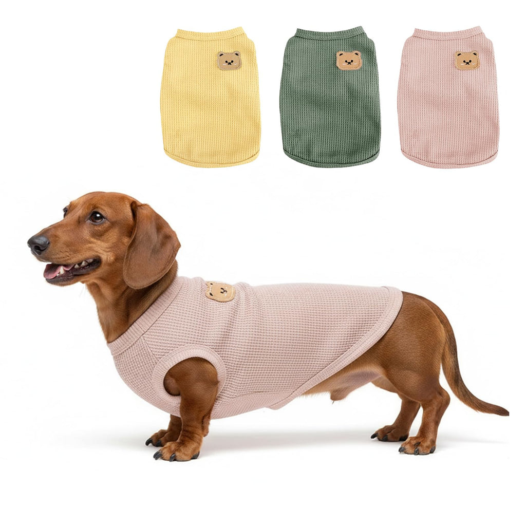 COOHAMS 3-Pack Waffle-Knit Pet Shirts – Sleeveless Tees for Cats & Small Dogs (XX-Large)