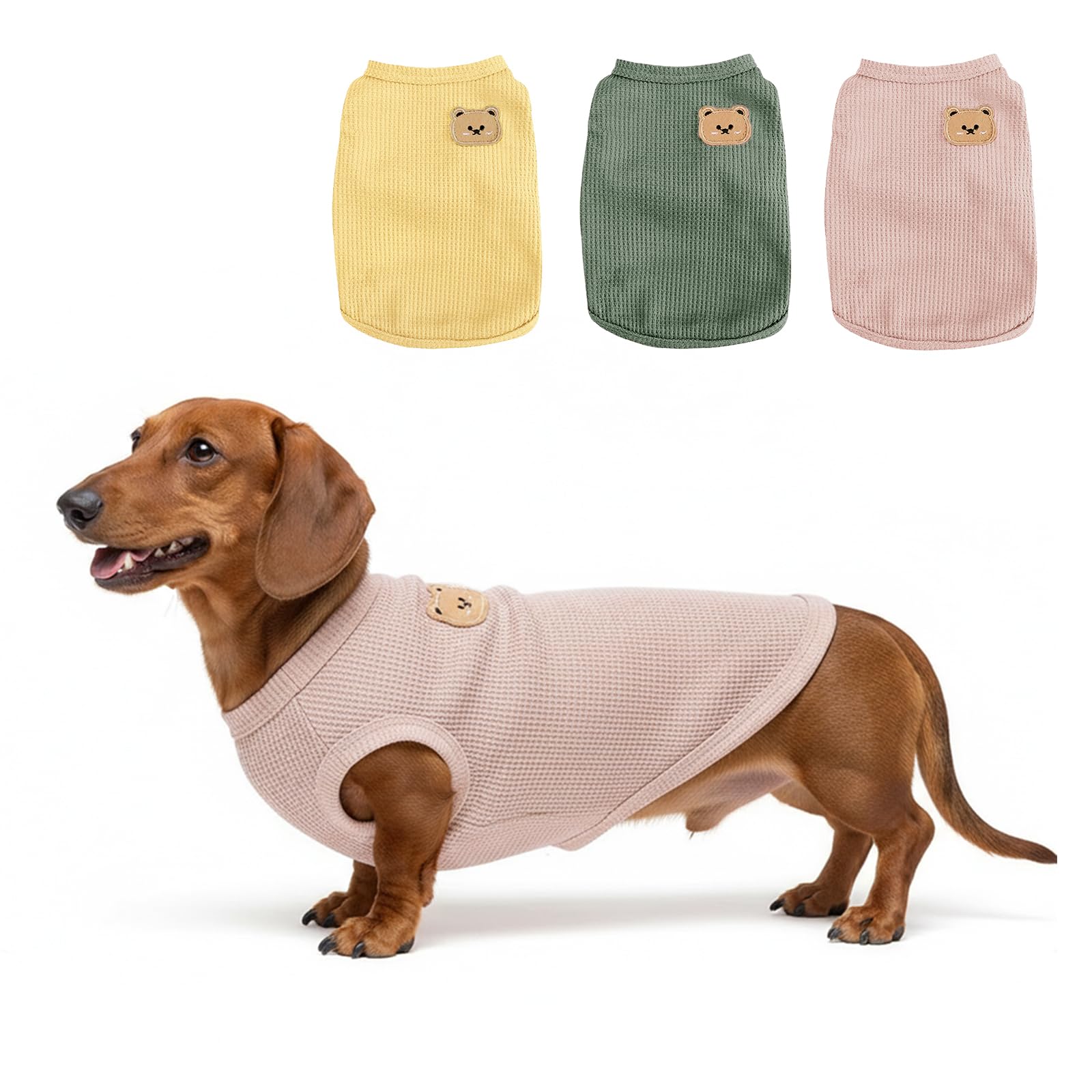 COOHAMS 3-Pack Waffle-Knit Pet Shirts – Sleeveless Tees for Cats & Small Dogs (XX-Large)