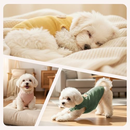 COOHAMS 3-Pack Waffle-Knit Pet Shirts – Sleeveless Tees for Cats & Small Dogs (XX-Large)