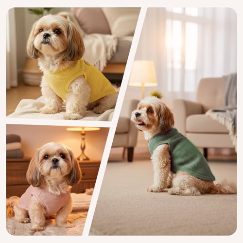COOHAMS 3-Pack Waffle-Knit Pet Shirts – Sleeveless Tees for Cats & Small Dogs (XX-Large)