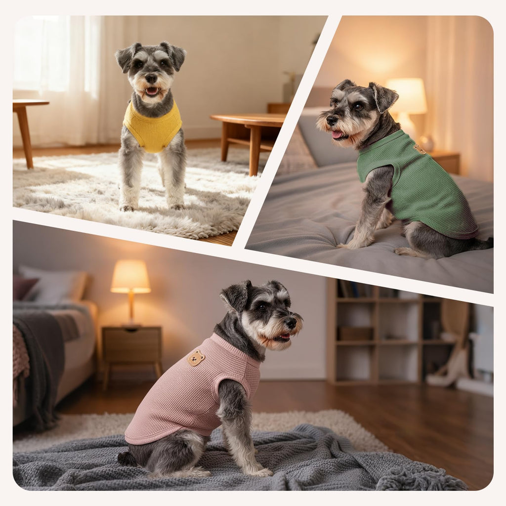 COOHAMS 3-Pack Waffle-Knit Pet Shirts – Sleeveless Tees for Cats & Small Dogs (XX-Large)