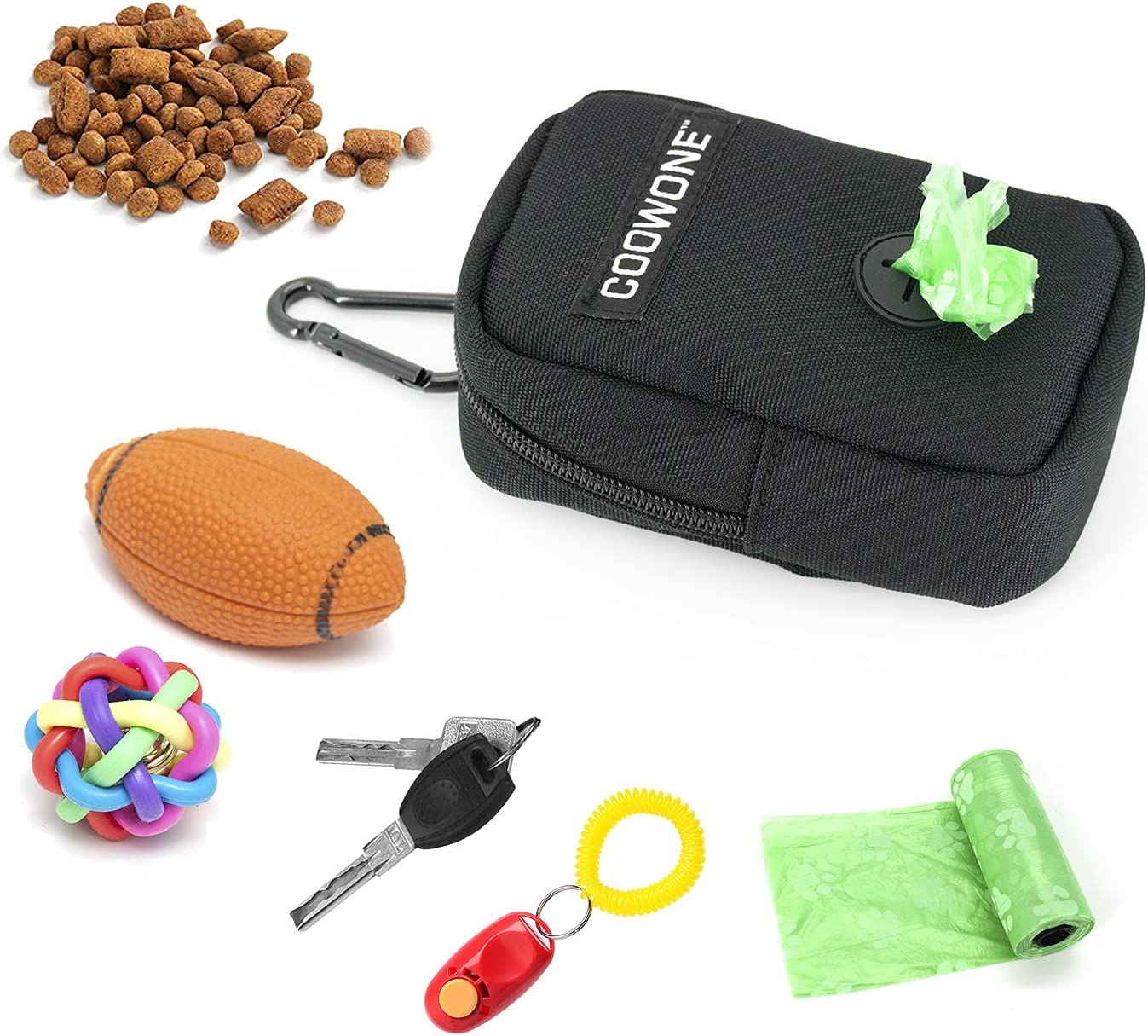 COOWONE Dog Treat Pouch & Poop Bag Holder - Hands Free, 900D Oxford, Mesh Dispenser for Training & Walking