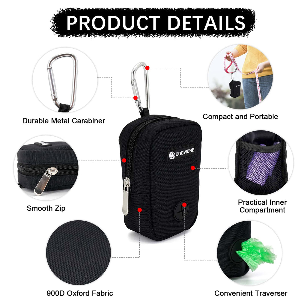 COOWONE Dog Treat Pouch & Poop Bag Holder - Hands Free, 900D Oxford, Mesh Dispenser for Training & Walking
