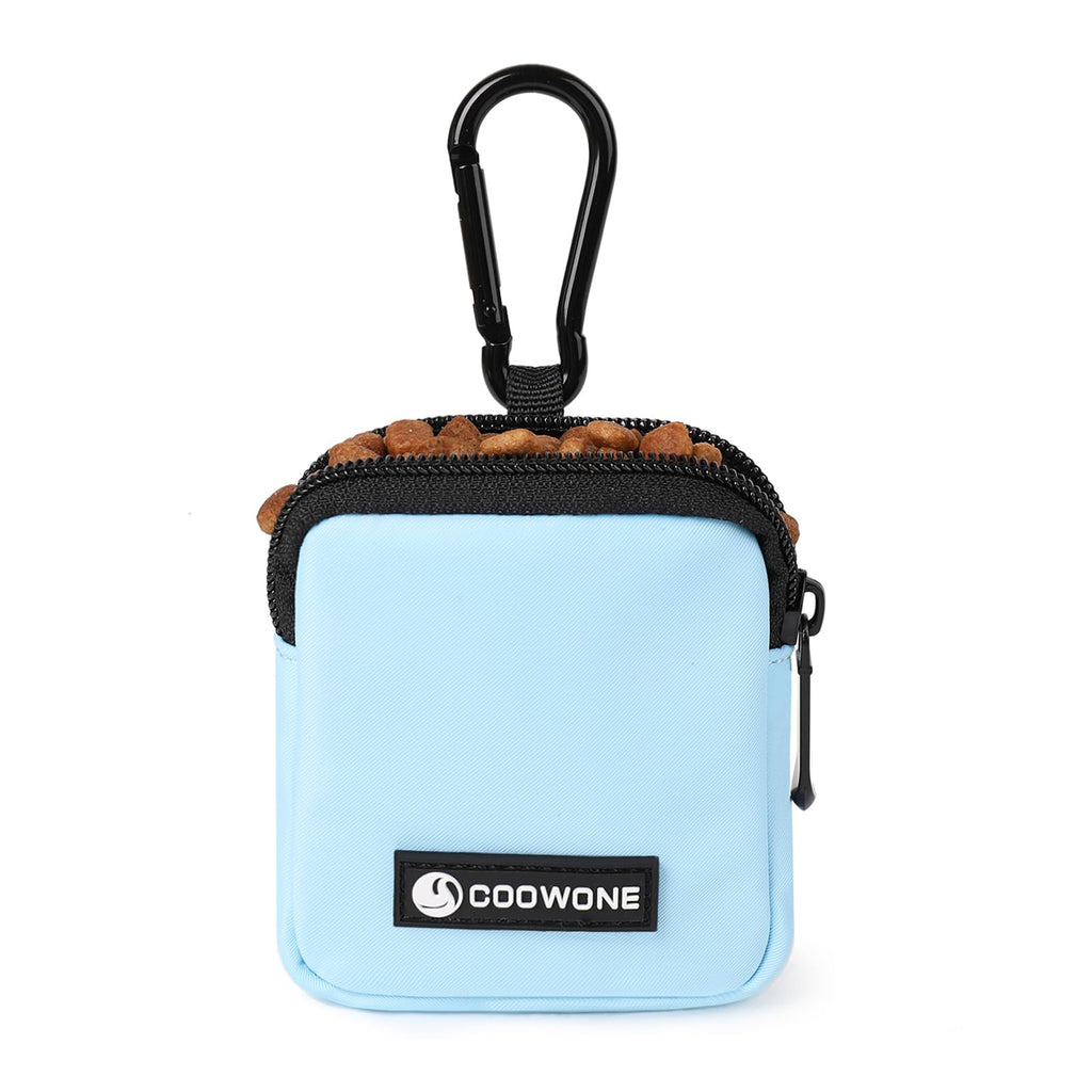 COOWONE Dog Treat Pouch – Waterproof Nylon Training Bag with Metal Carabiner, Blue