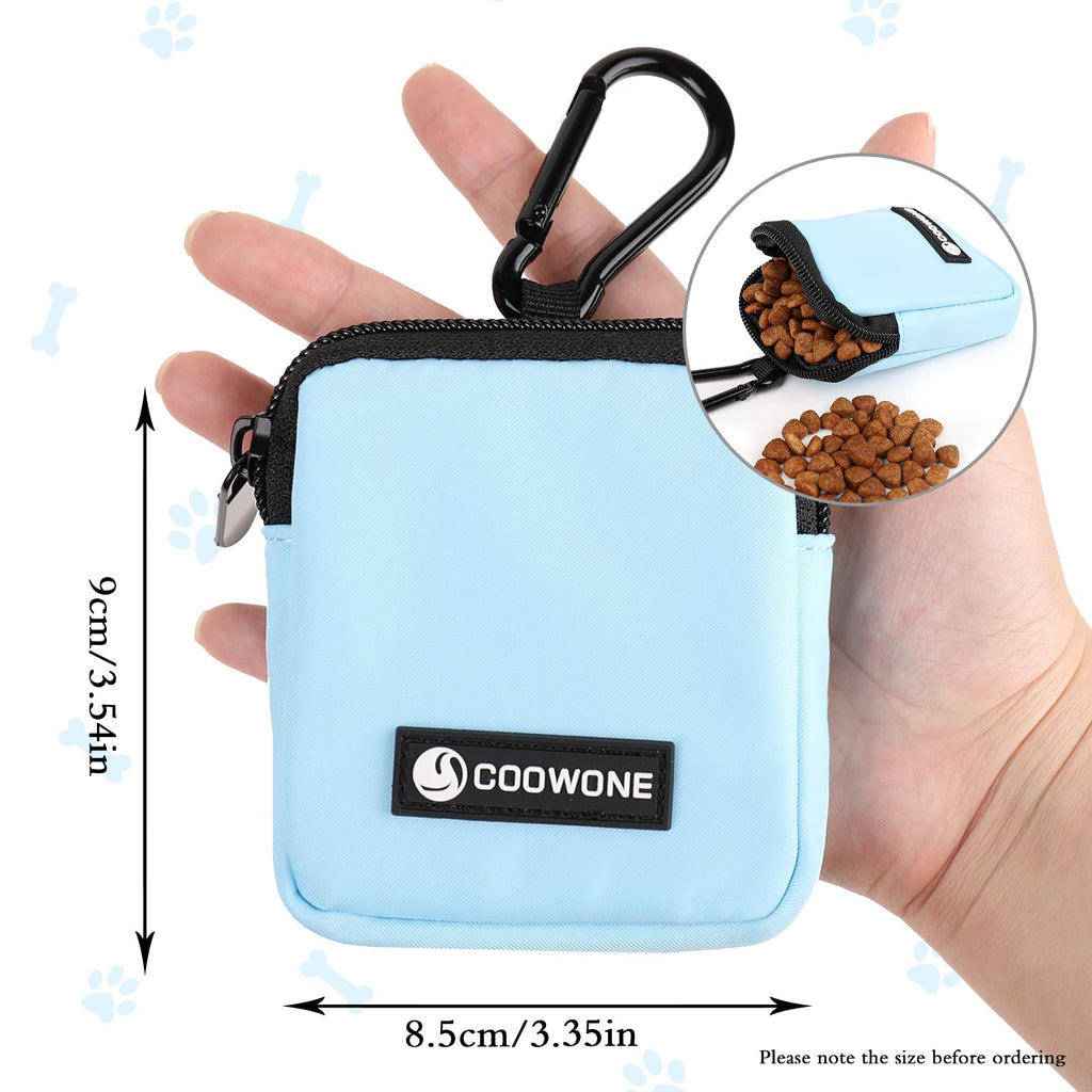 COOWONE Dog Treat Pouch – Waterproof Nylon Training Bag with Metal Carabiner, Blue