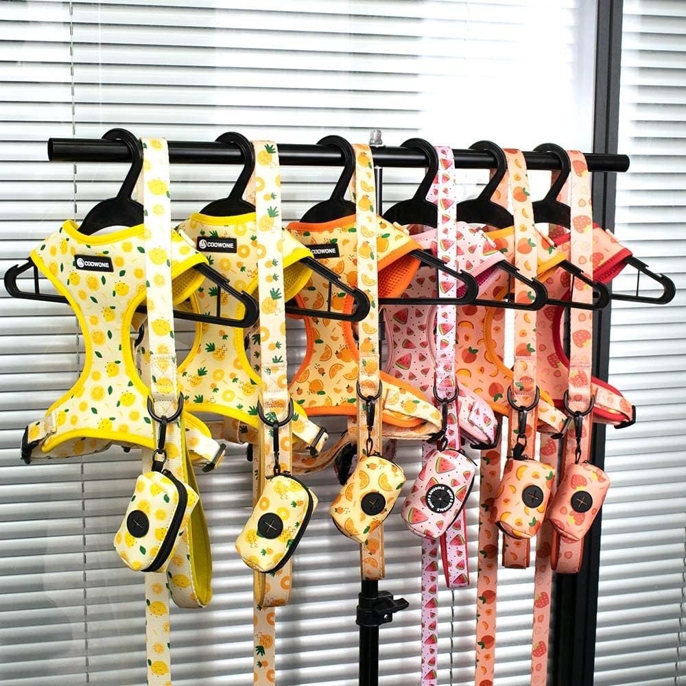 COOWONE No Pull Dog Harness and Leash Set – Ultra Lightweight Adjustable Vest for Small Medium Dogs with Floral Print