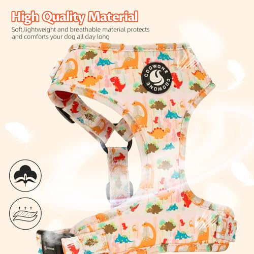 COOWONE No Pull Dog Harness and Leash Set – Ultra Lightweight Adjustable Vest for Small Medium Dogs with Floral Print