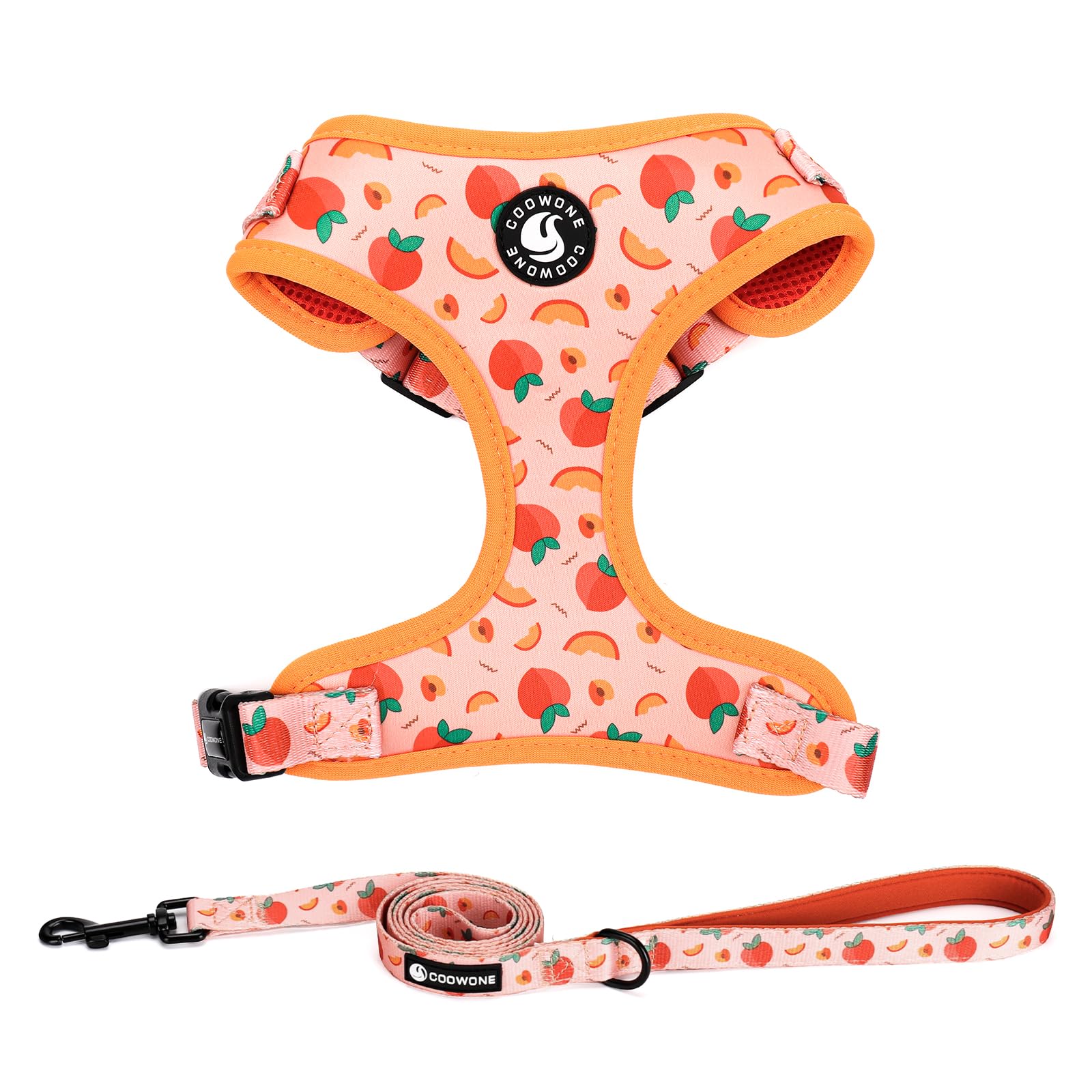 COOWONE Small Dog Harness and Leash Set – No Pull, Adjustable, Floral Pattern, Size S