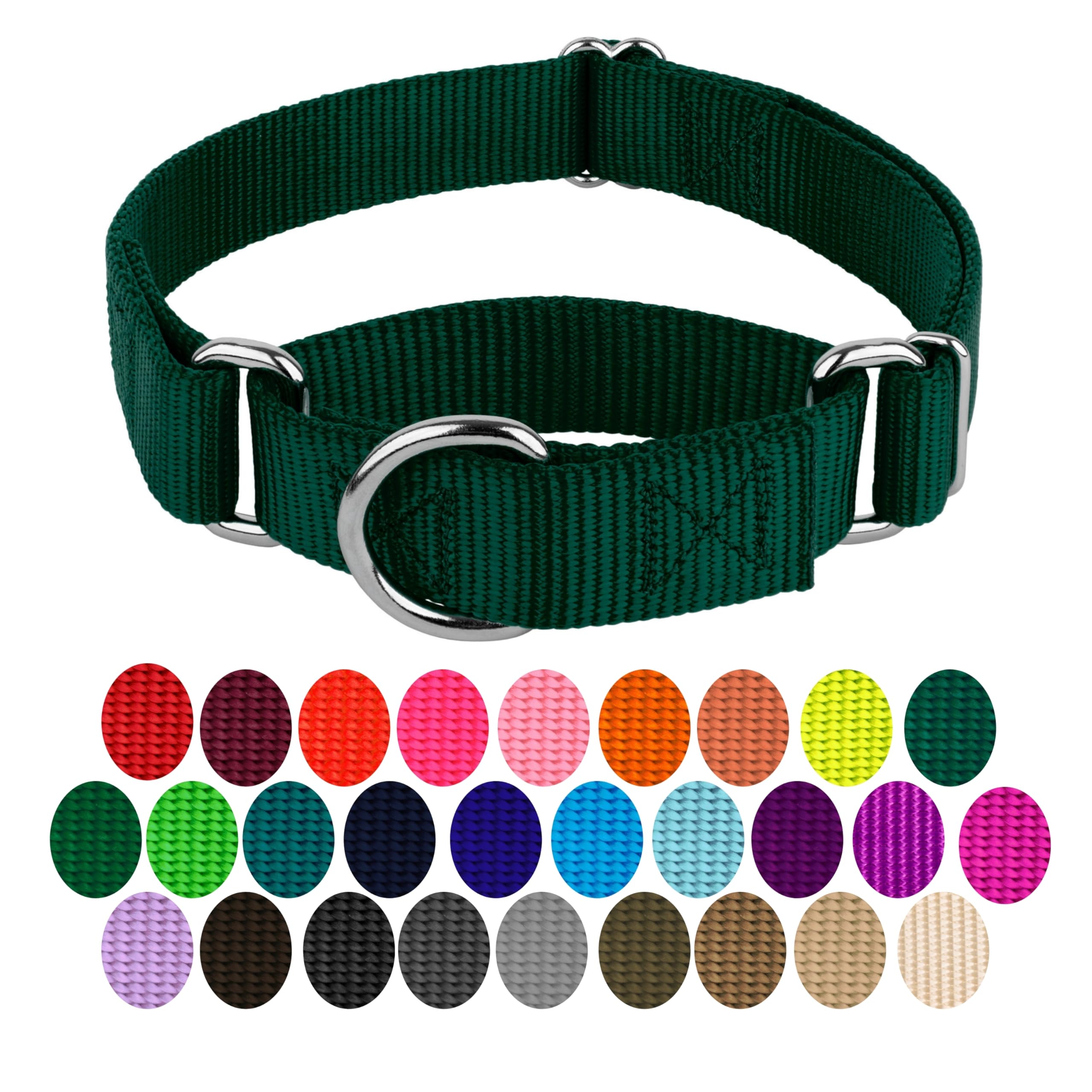Country Brook Design Martingale Dog Collar – Green, Large – No Buckle, Heavy-Duty Nylon