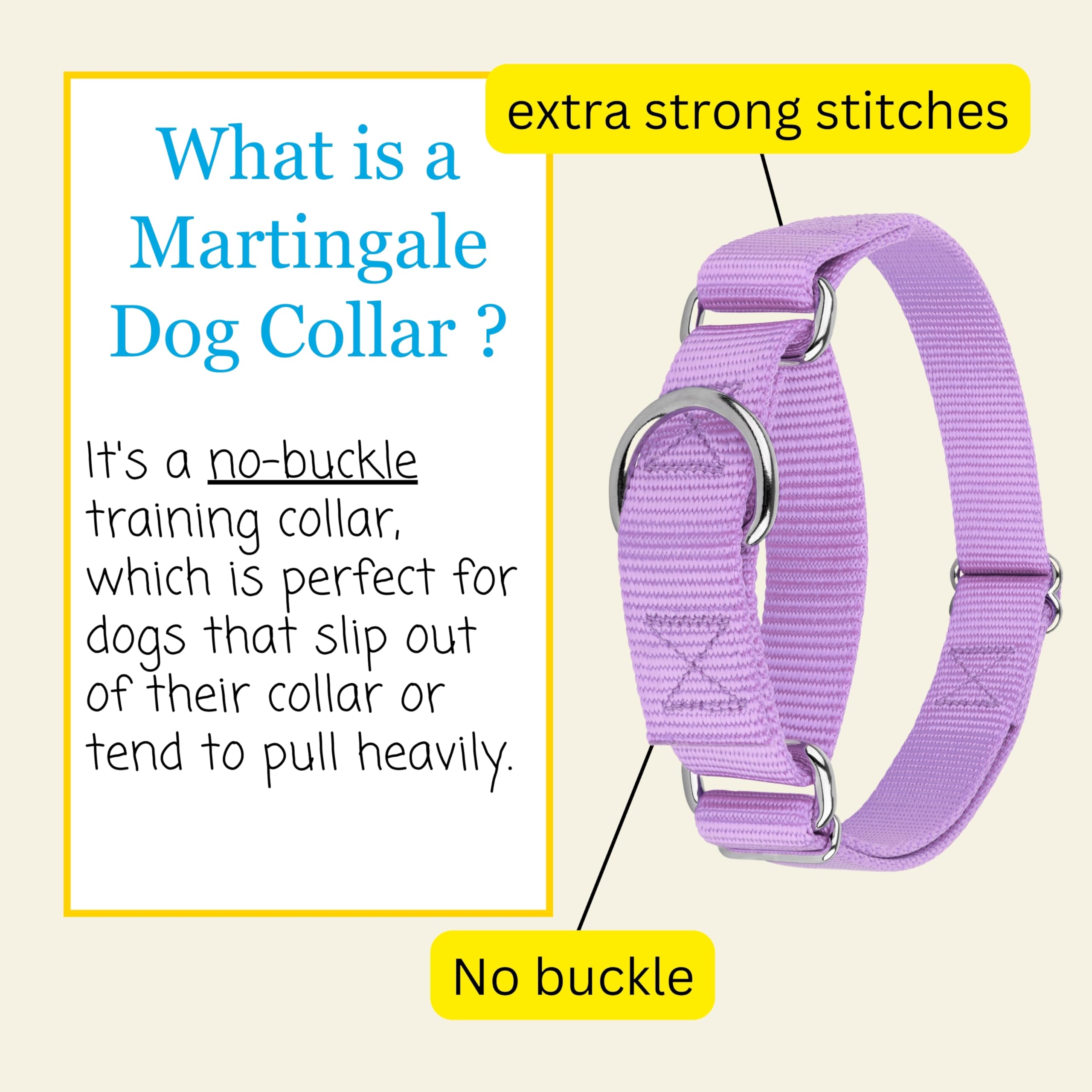 Country Brook Petz Martingale Dog Collar - Lavender Medium - No Buckle Training Collar