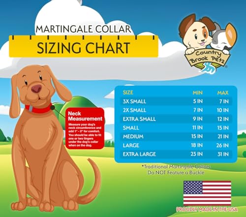 Country Brook Petz Martingale Dog Collar – Heavy-Duty No-Buckle Training Collar for Small Dogs, Coyote Tan (3/4" x 11-15")