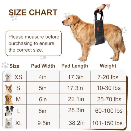 Cover Geny Dog Lift Harness - Adjustable Rear Leg Sling for Senior/Injured Dogs, Medium (Black)