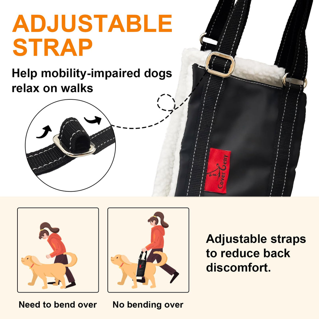Cover Geny Dog Lift Harness - Adjustable Rear Leg Sling for Senior/Injured Dogs, Medium (Black)