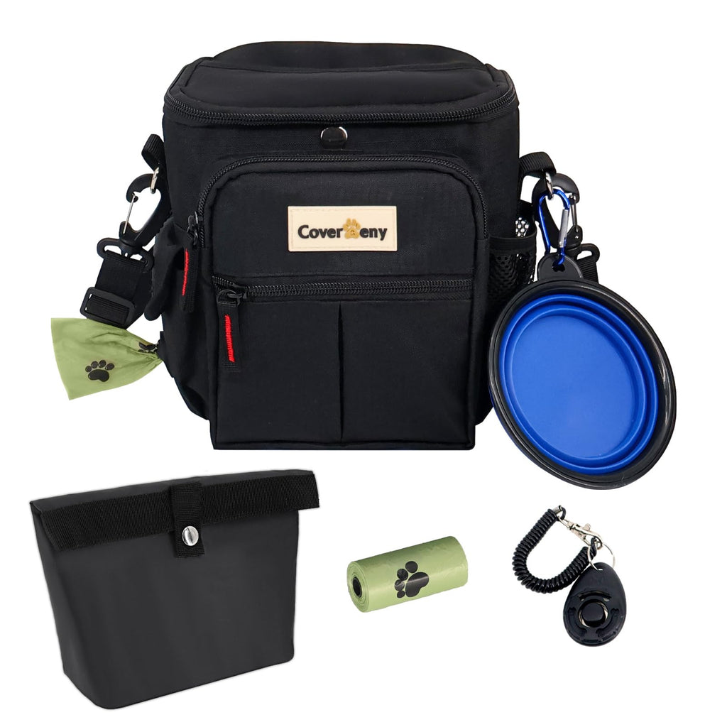 Cover Geny Dog Treat Pouch - Spill-Proof, 8-Cup Capacity, 3 Ways to Wear, with Collapsible Bowl & Clicker