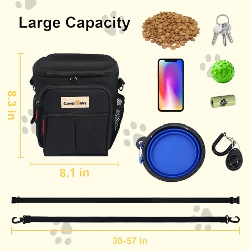 Cover Geny Dog Treat Pouch - Spill-Proof, 8-Cup Capacity, 3 Ways to Wear, with Collapsible Bowl & Clicker