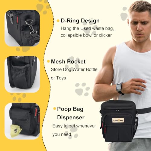 Cover Geny Dog Treat Pouch - Spill-Proof, 8-Cup Capacity, 3 Ways to Wear, with Collapsible Bowl & Clicker