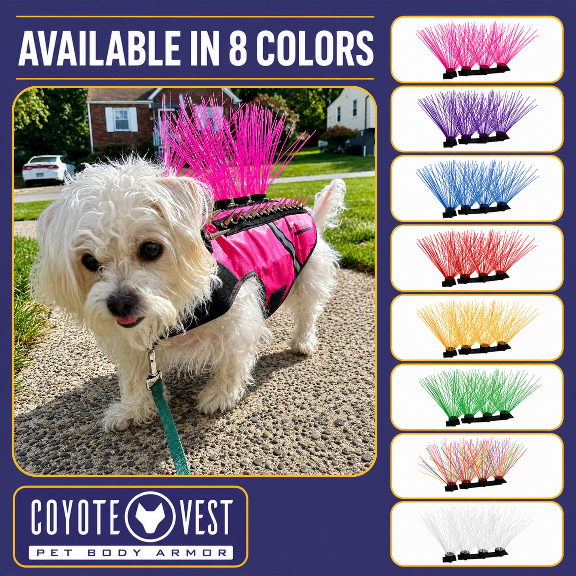 CoyoteWhiskers Blue Nylon Bristles for CoyoteVest or SpikeVest – Deter Predators, Made in USA (Small, Blue)