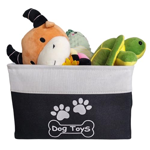 CPAKOWLGOO Collapsible Dog Toy Basket with Handles - Black, 15x11x9 Inches