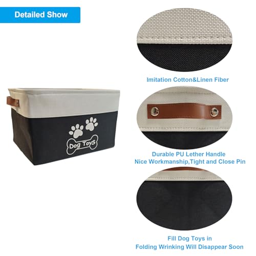 CPAKOWLGOO Collapsible Dog Toy Basket with Handles - Black, 15x11x9 Inches