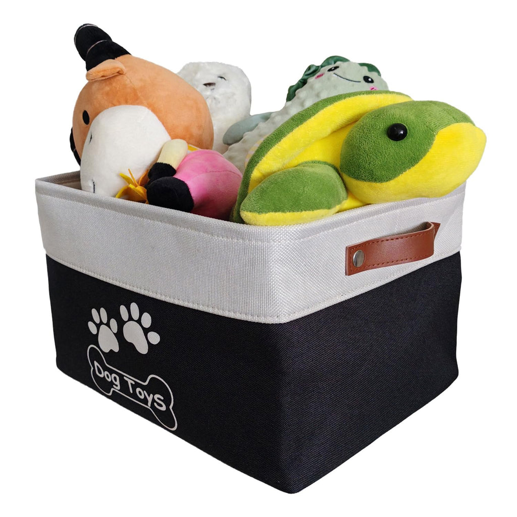 CPAKOWLGOO Collapsible Dog Toy Basket with Handles - Black, 15x11x9 Inches