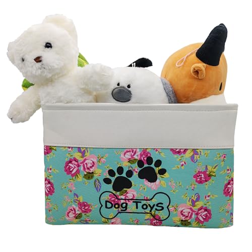 CPAKOWLGOO Large Collapsible Dog Toy Bin – 15x11x9 Inch Foldable Pet Toy Box with Steel Frame