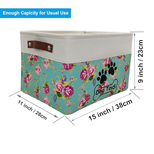 CPAKOWLGOO Large Collapsible Dog Toy Bin – 15x11x9 Inch Foldable Pet Toy Box with Steel Frame