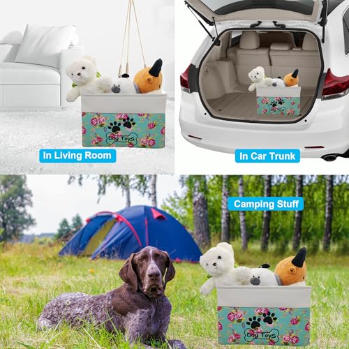 CPAKOWLGOO Large Collapsible Dog Toy Bin – 15x11x9 Inch Foldable Pet Toy Box with Steel Frame