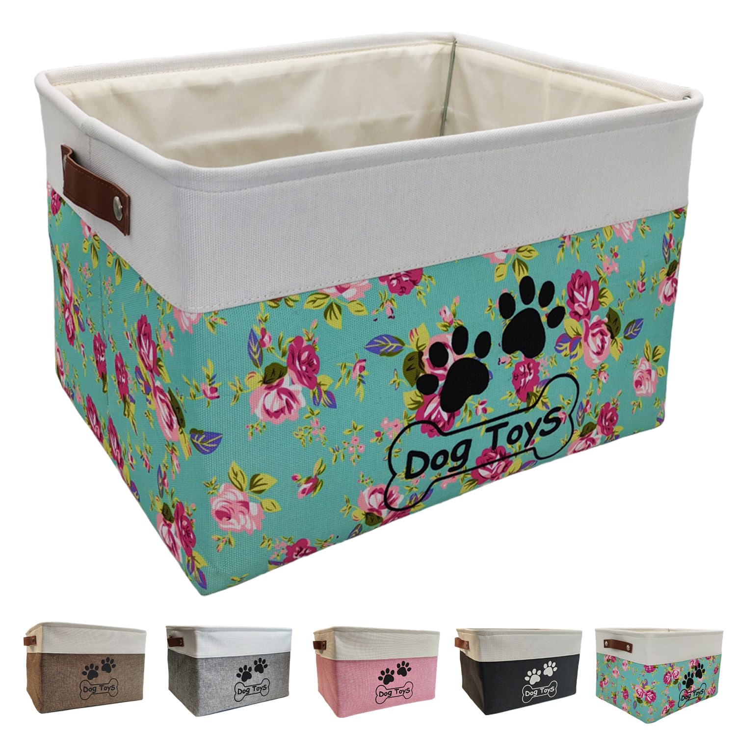 CPAKOWLGOO Large Collapsible Dog Toy Bin – 15x11x9 Inch Foldable Pet Toy Box with Steel Frame