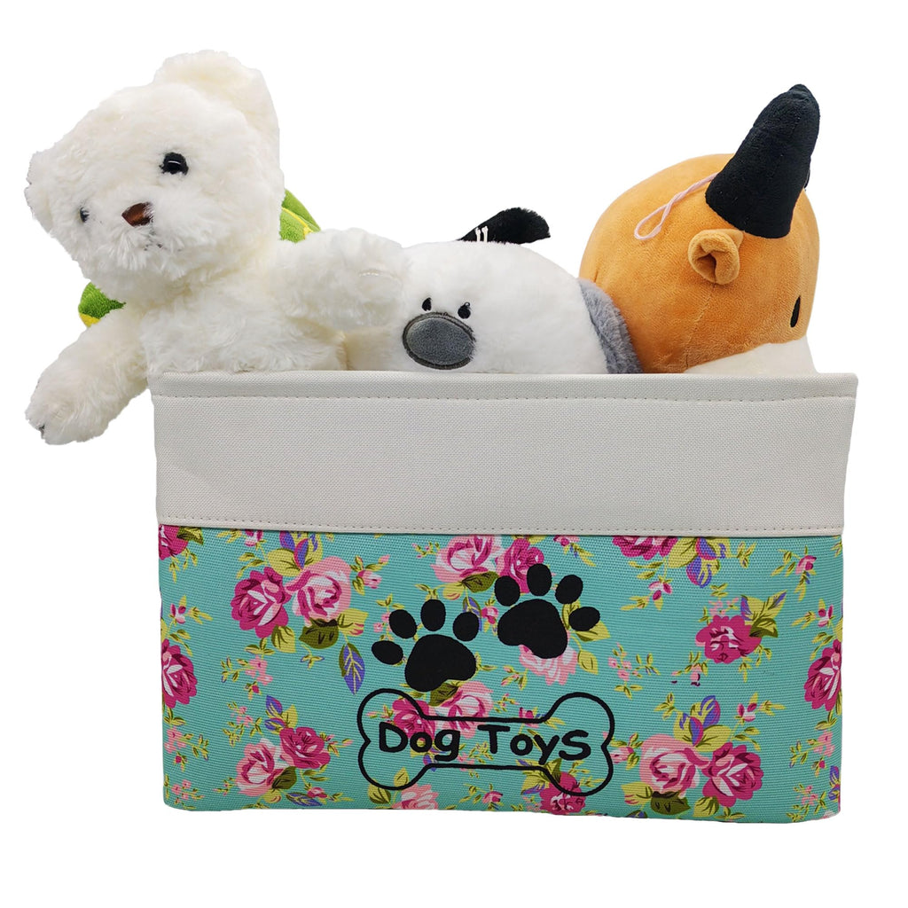 CPAKOWLGOO Large Collapsible Dog Toy Bin – 15x11x9 Inch Foldable Pet Toy Box with Steel Frame