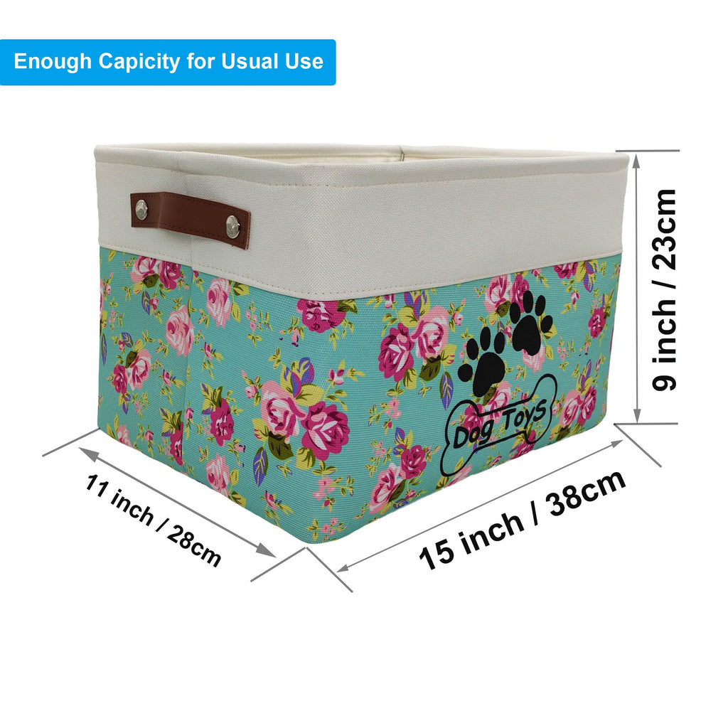 CPAKOWLGOO Large Collapsible Dog Toy Bin – 15x11x9 Inch Foldable Pet Toy Box with Steel Frame