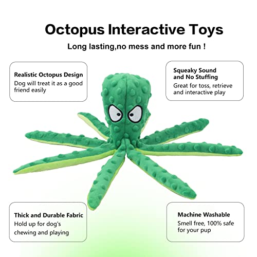CPYOSN Octopus Squeaky Dog Toys 2-Pack – No Stuffing Crinkle Plush, Durable Interactive Chew Toys for Small to Large Dogs