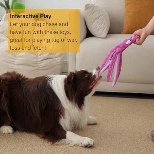 CPYOSN Octopus Squeaky Dog Toys 2-Pack – No Stuffing Crinkle Plush, Durable Interactive Chew Toys for Small to Large Dogs
