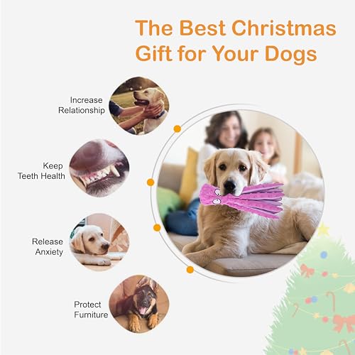 CPYOSN Octopus Squeaky Dog Toys 2-Pack – No Stuffing Crinkle Plush, Durable Interactive Chew Toys for Small to Large Dogs